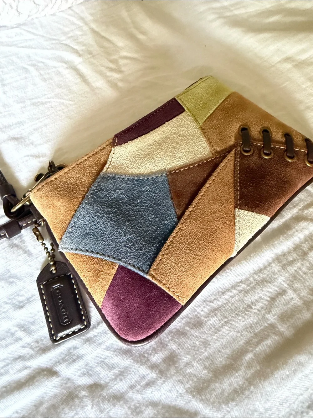 Coach Patchwork Suede Wristlet - Multicolor